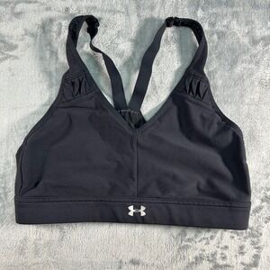 Under Armour Black Ruched Strappy Sports Bra Medium M Athletic Workout Active